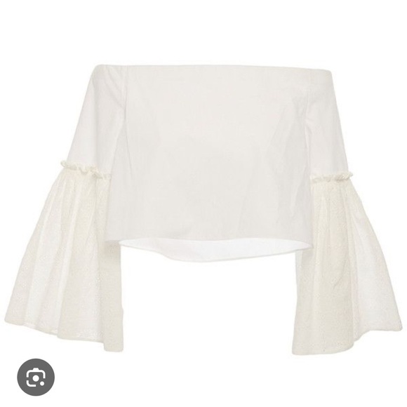 Rosetta Getty White Off Shoulder Bell Sleeve Blouse Size 8